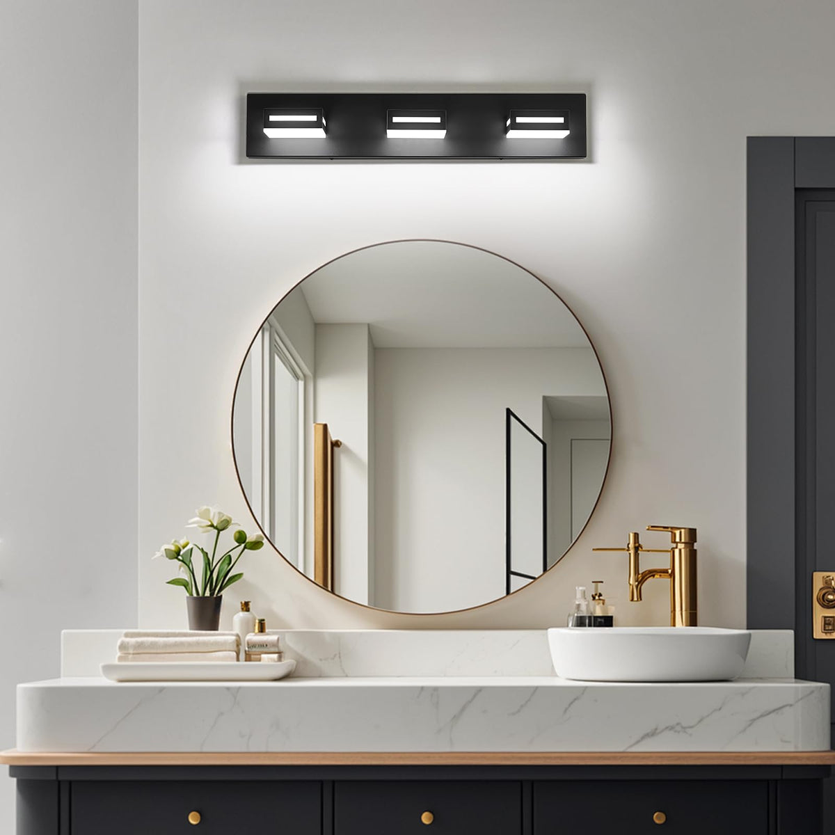 Donrao vanity light can pair with multiple fixtures for larger spaces.