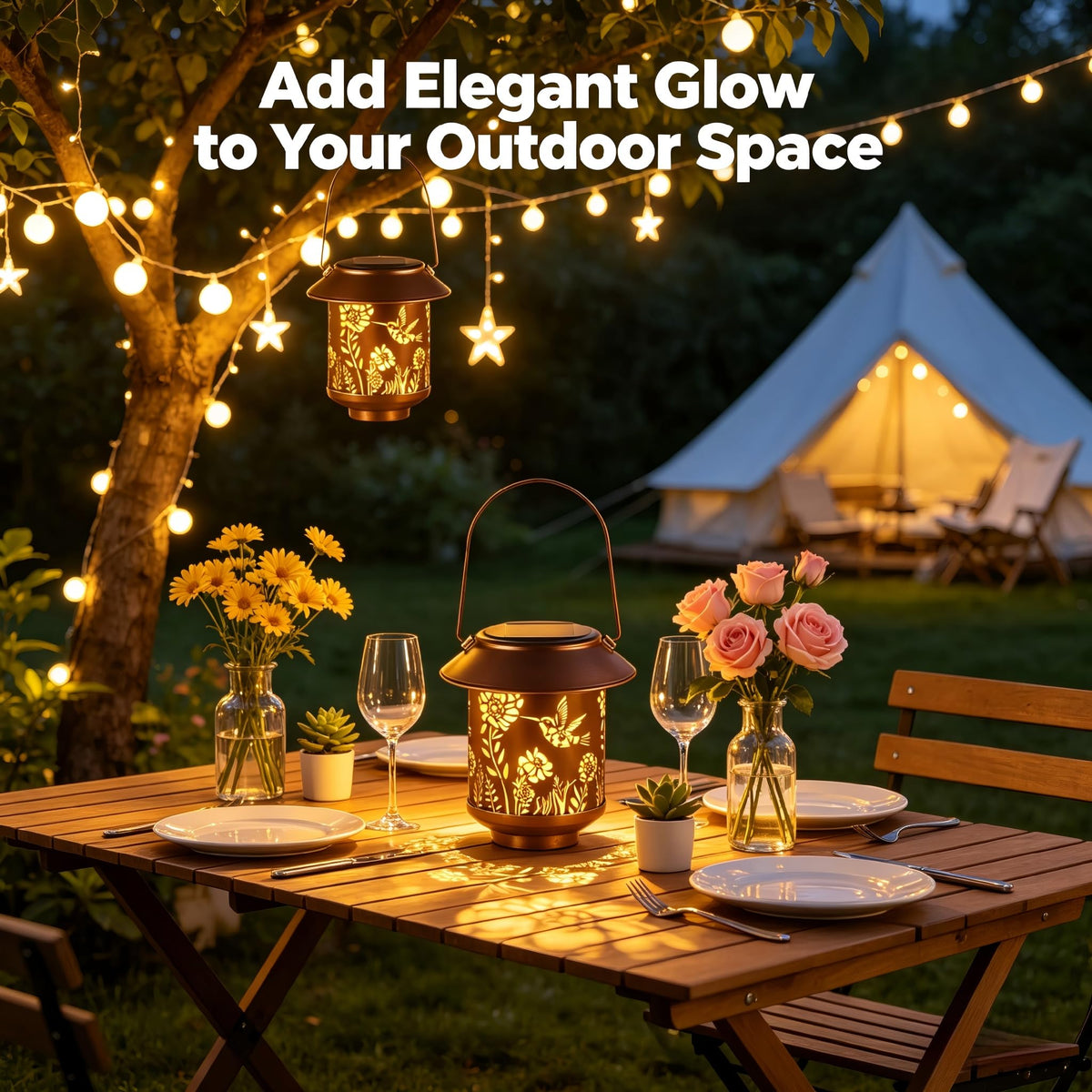 Doogarden solar lanterns with easy switch and cord-free setup