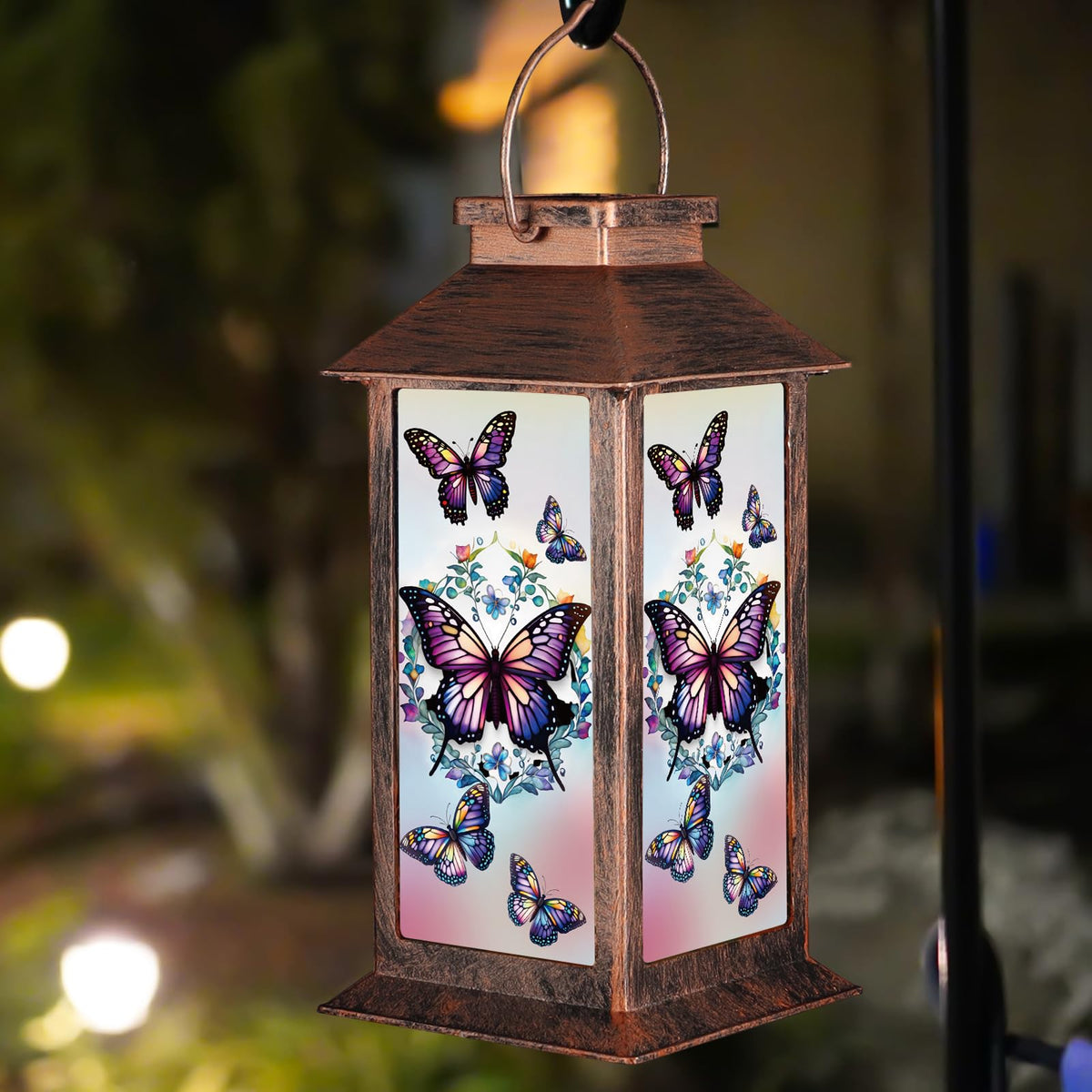Doogarden solar lantern butterfly pattern brightens the night garden.