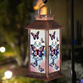 Doogarden solar lantern butterfly pattern brightens the night garden.