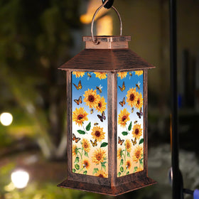 Doogarden solar lantern Sunflower Butterfly lighting outdoor garden with soft glow