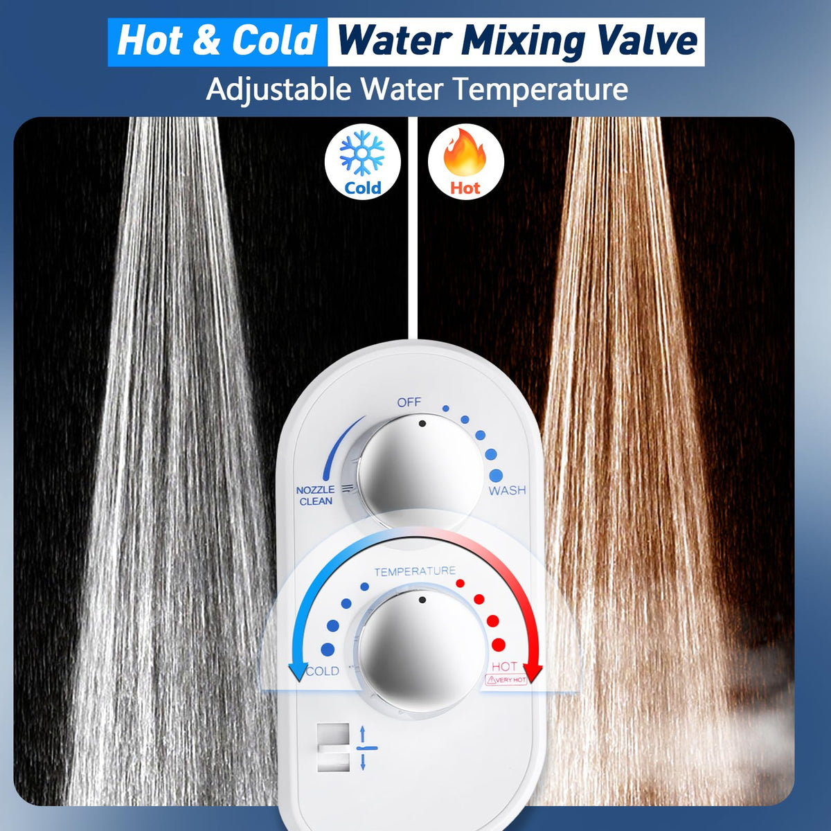 DooLv bidet temperature control for cool to warm water during cleansing.