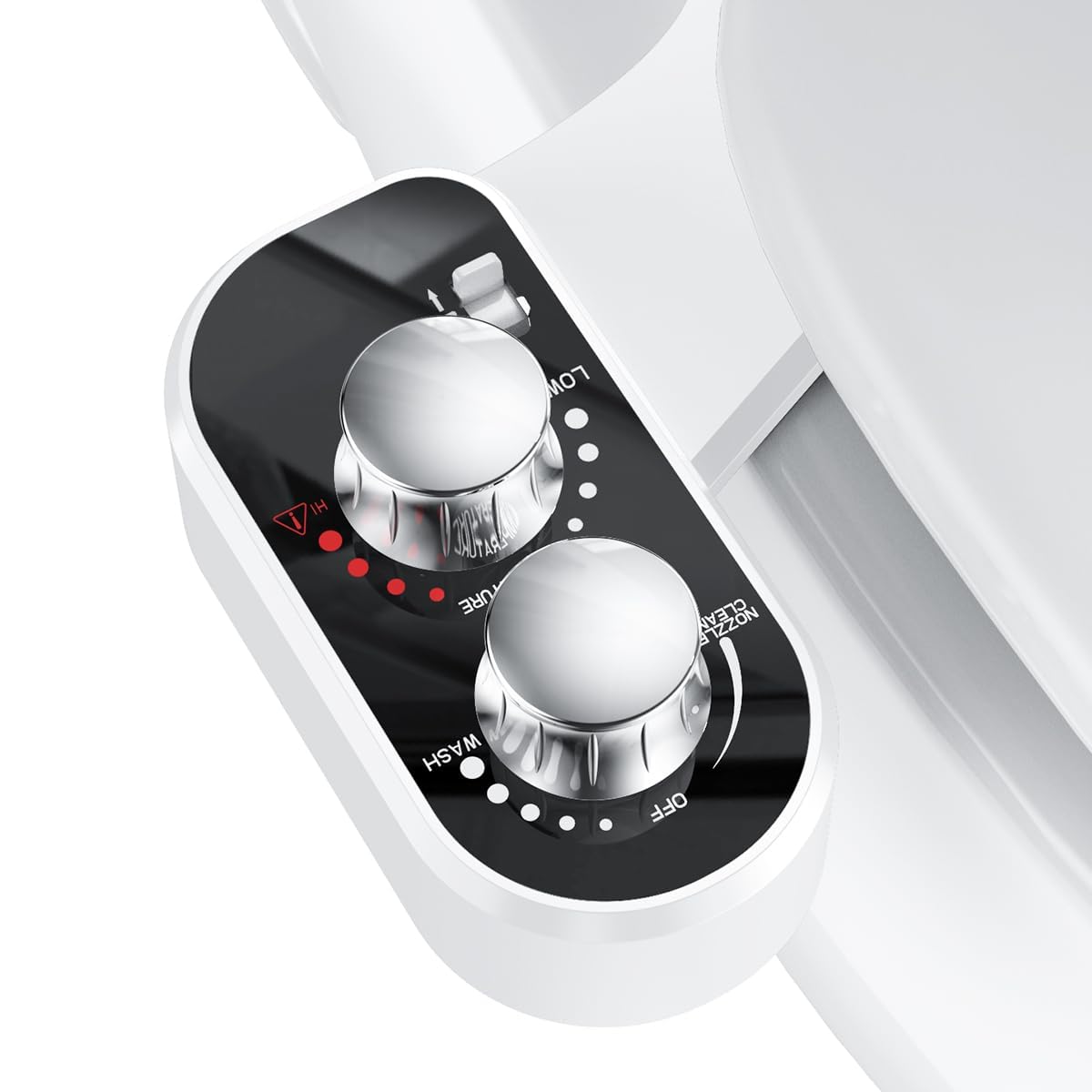 DooLv hot and cold bidet attachment on toilet demonstrates customizable temperature for comfort
