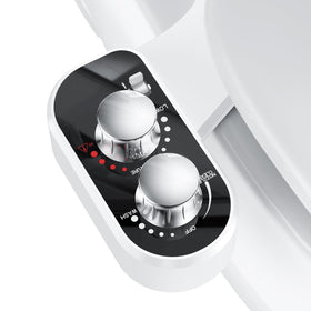 DooLv hot and cold bidet attachment on toilet demonstrates customizable temperature for comfort
