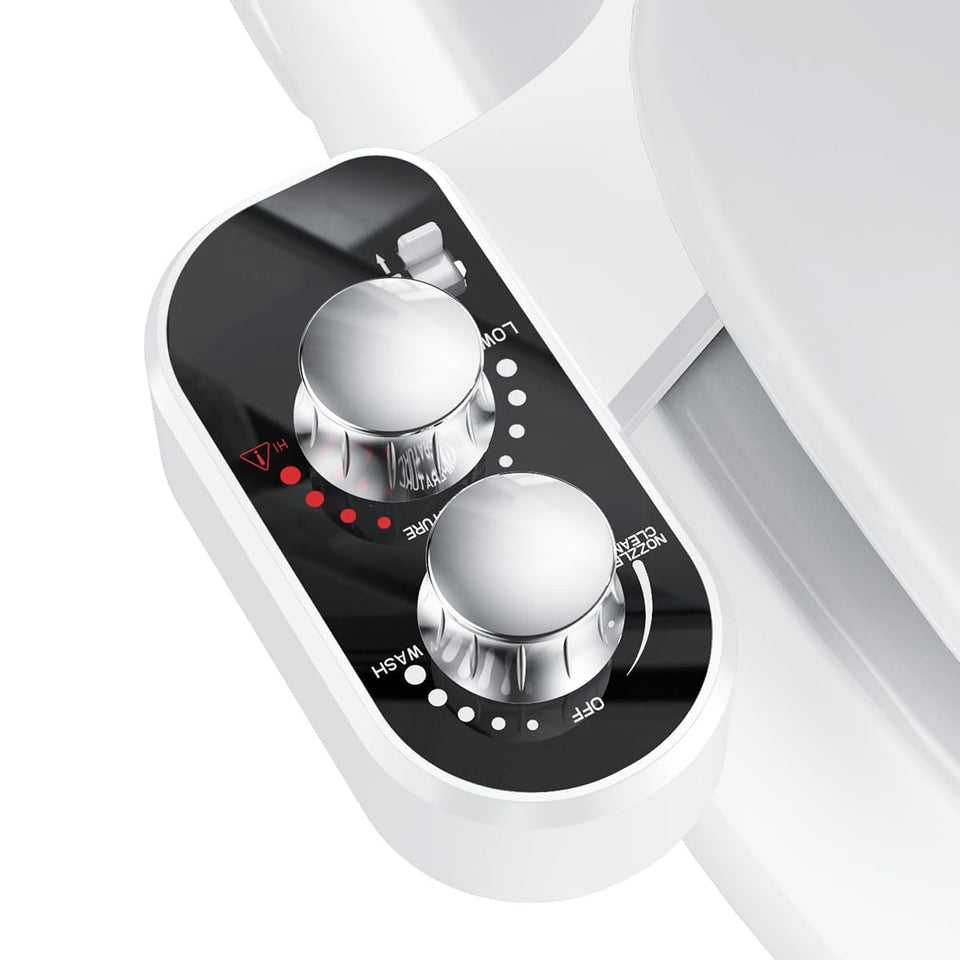 DooLv hot and cold bidet attachment on toilet demonstrates customizable temperature for comfort