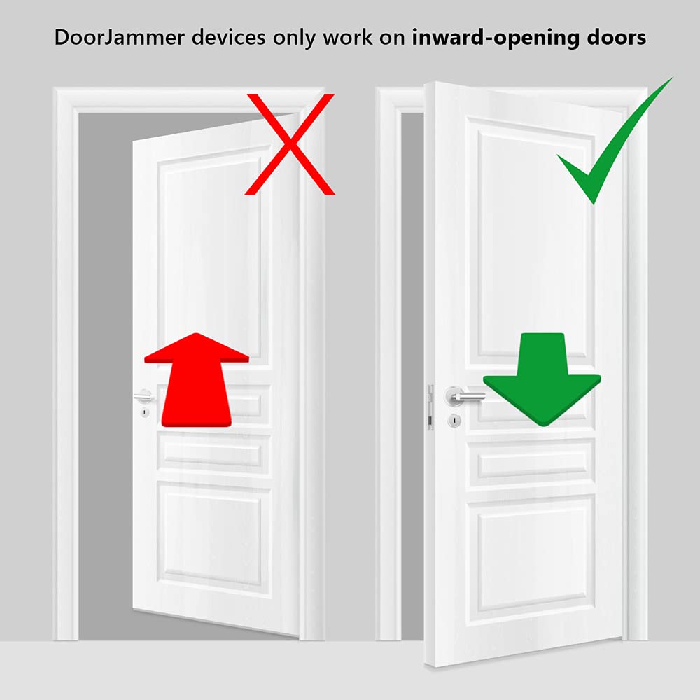 DoorJammer stability-foot-attachment boosts stability for hotel and home doors.