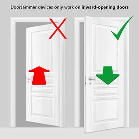 DoorJammer stability-foot-attachment boosts stability for hotel and home doors.