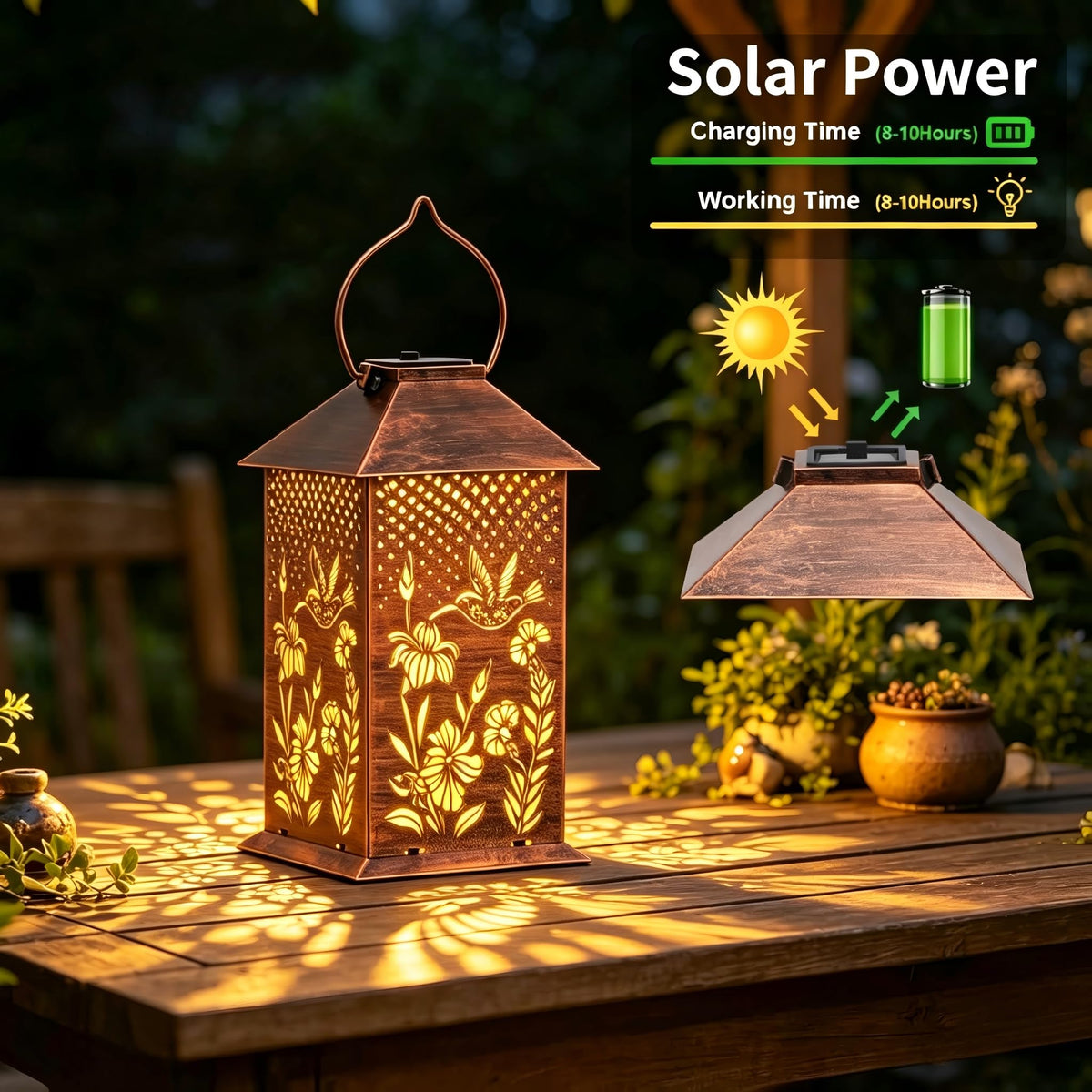 Doorkeer hummingbird metal lantern hangs easily for patios and porches