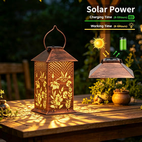 Doorkeer hummingbird metal lantern hangs easily for patios and porches