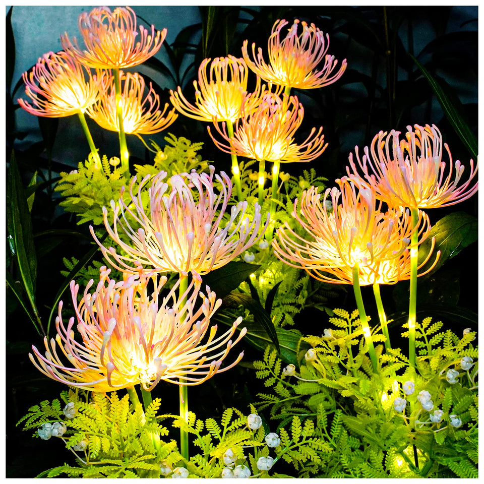 DooYard Solar Garden Lights bloom LED in focus, creating a magical nighttime glow