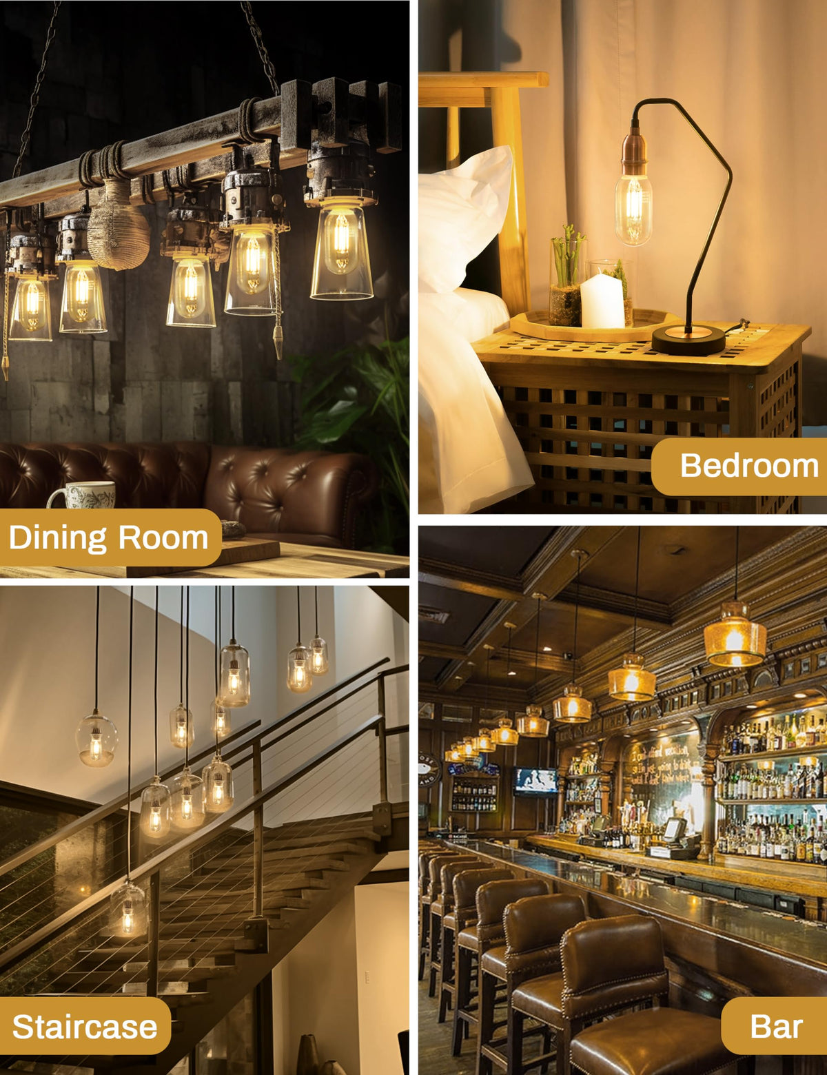 DORESshop LED Edison bulb warm white 2700K for cozy spaces.