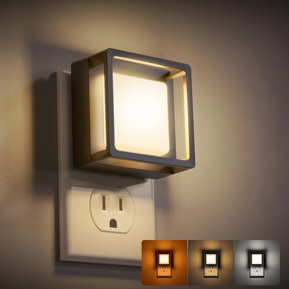 DORESshop LED night light 2-pack mounted on wall provides soft ambient glow for safe nighttime navigation.