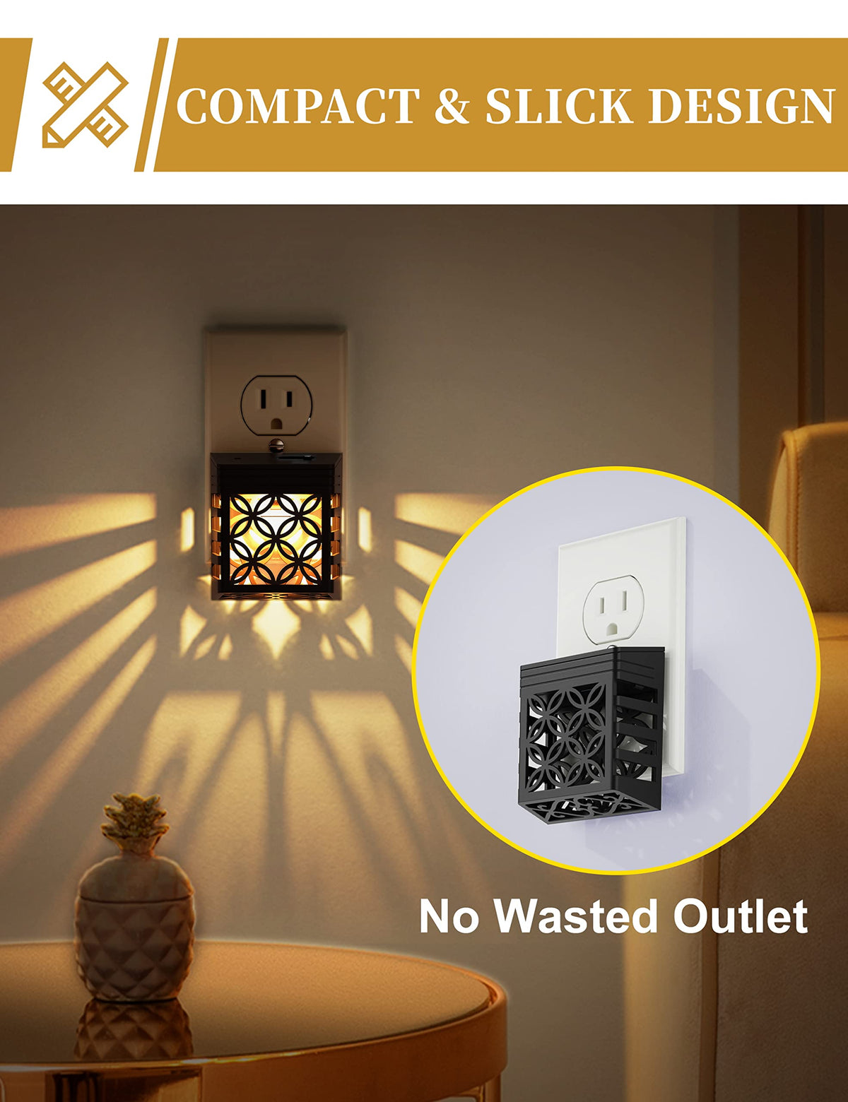 DORESshop outlet-friendly frame fits without blocking the lower receptacle
