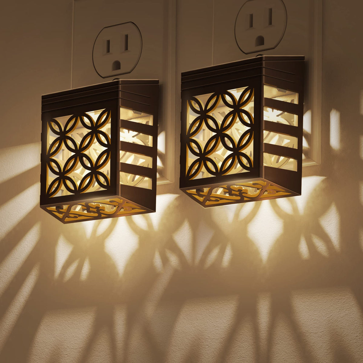 DORESshop plug-in night light 2-pack with dusk-to-dawn sensor for auto illumination