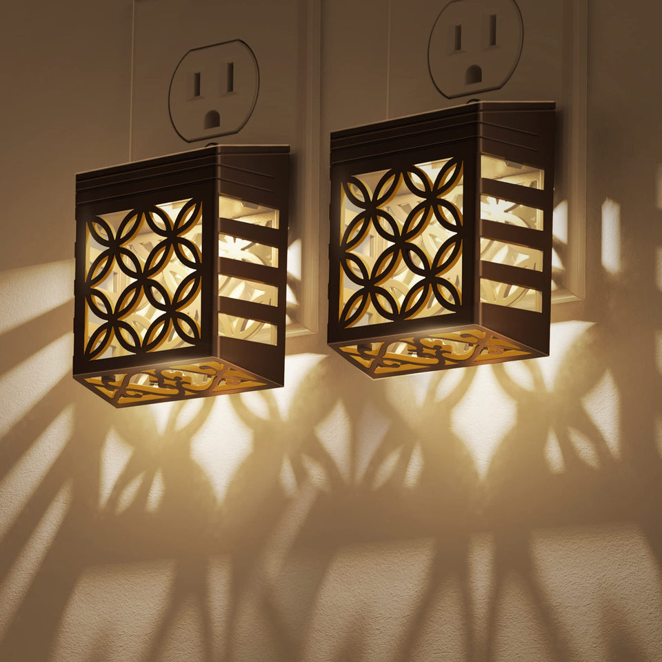DORESshop plug-in night light 2-pack with dusk-to-dawn sensor for auto illumination