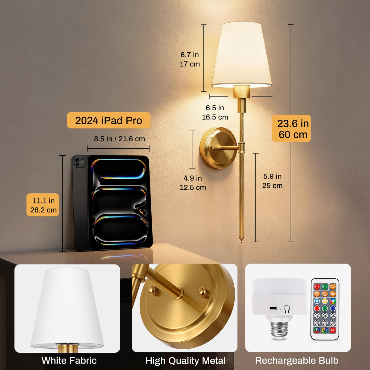DORESshop bedroom setup using gold wall light for cozy bedside glow
