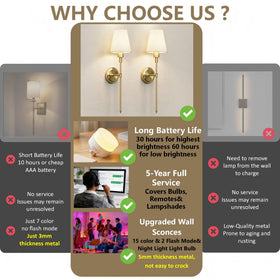 DORESshop gold wall sconce with remote control for dimming and color temp