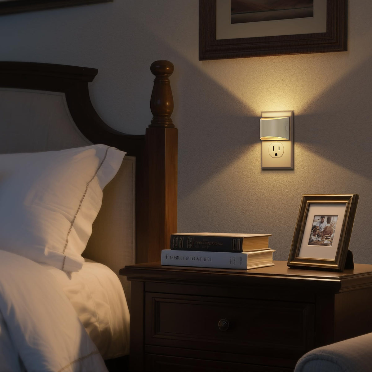DORESshop black cylindrical night-light design adds modern style without blocking outlets.
