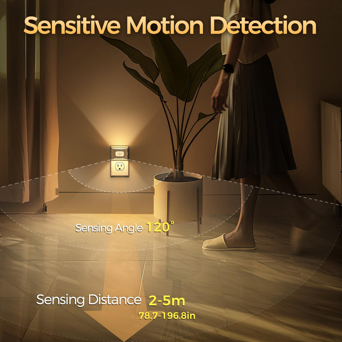 DORESshop dusk-to-dawn night light provides gentle overnight illumination in bedrooms.