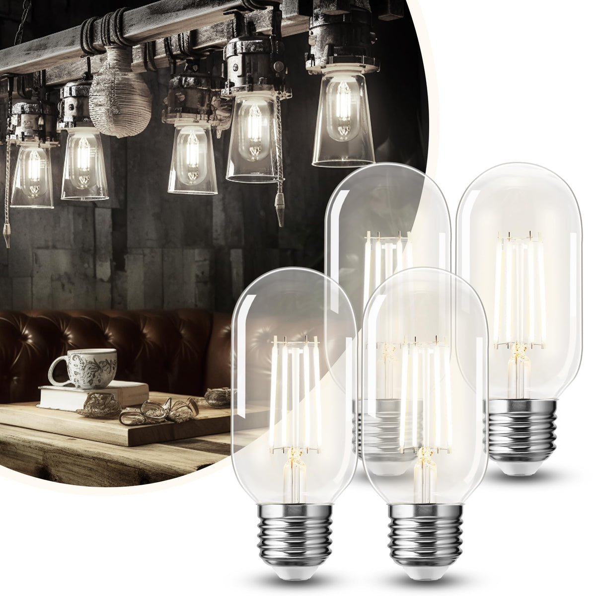 DORESshop Edison bulb clear glass 4000K daylight glow for energy efficiency.
