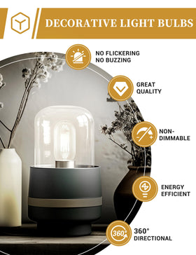 DORESshop LED filament bulb showing clear glass and visible filament for vintage ambiance.