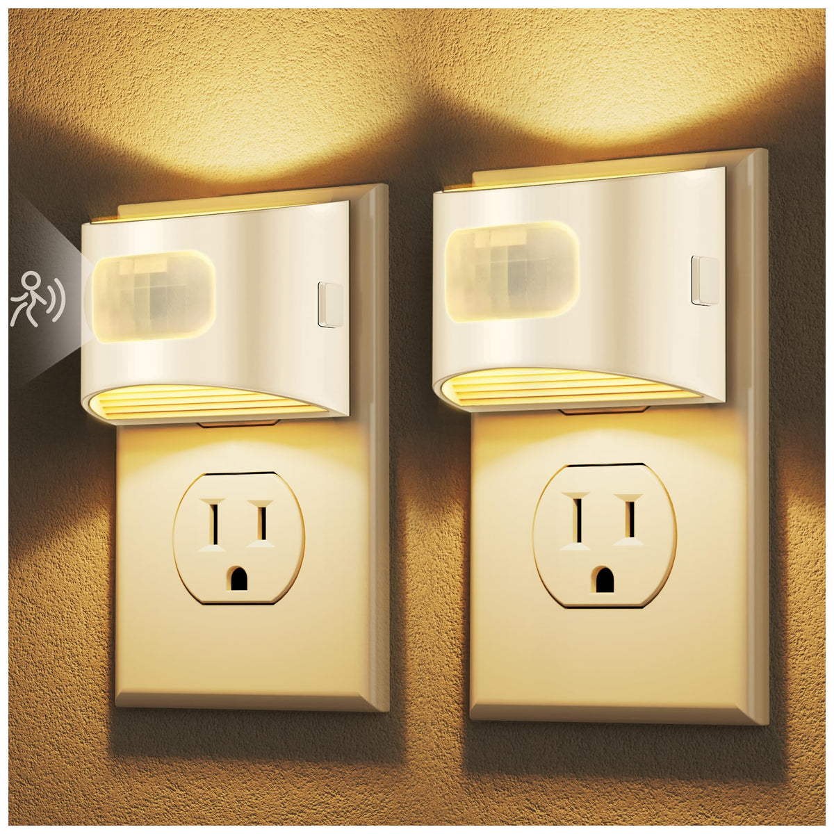 DORESshop LED night light 2-pack with wall plug for soft hallway lighting.