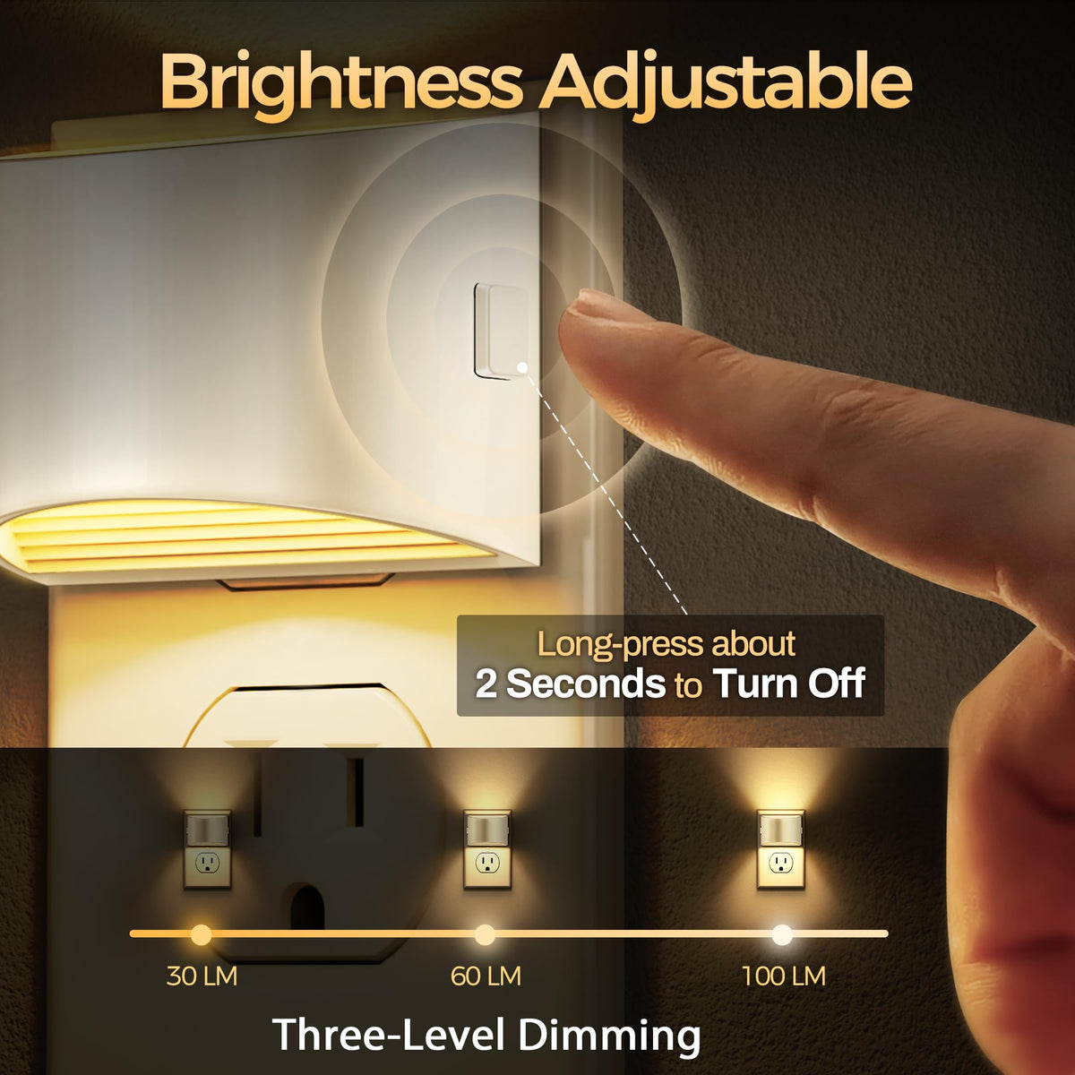 DORESshop LED night light with 3-level brightness for customizable ambiance.