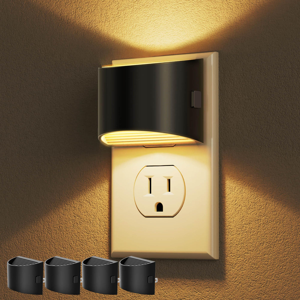 DORESshop LED night light 4-pack plugged into wall for seamless hallway guidance