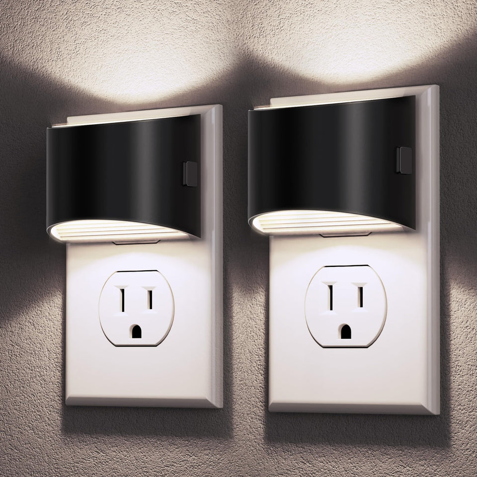 DORESshop LED night light plugged in wall with no blocked outlet.