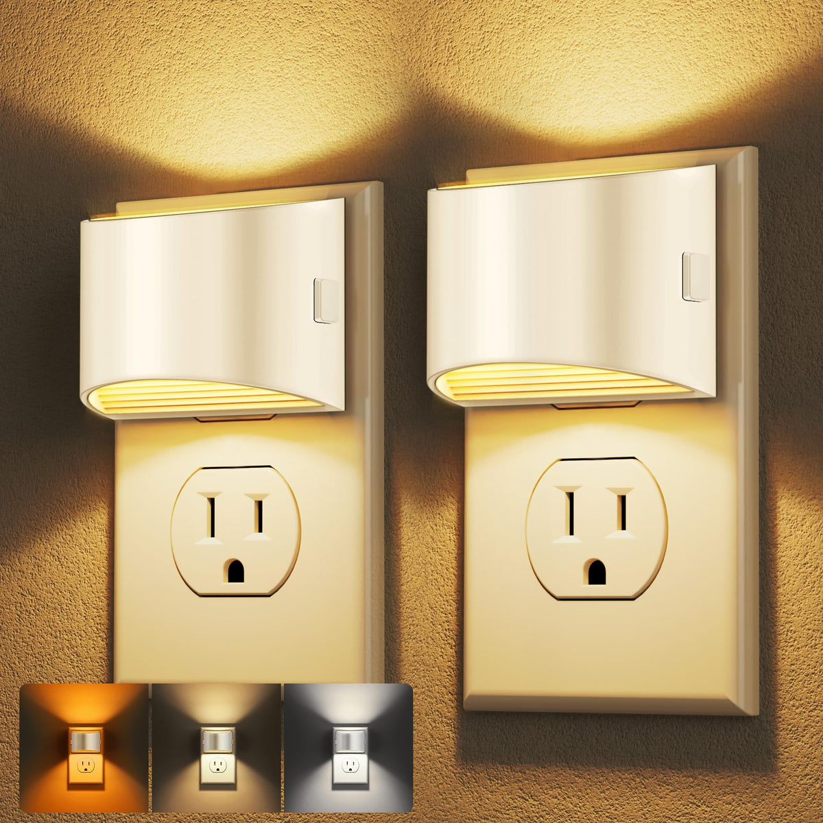 DORESshop LED night light two-pack mounted on wall for space-saving illumination