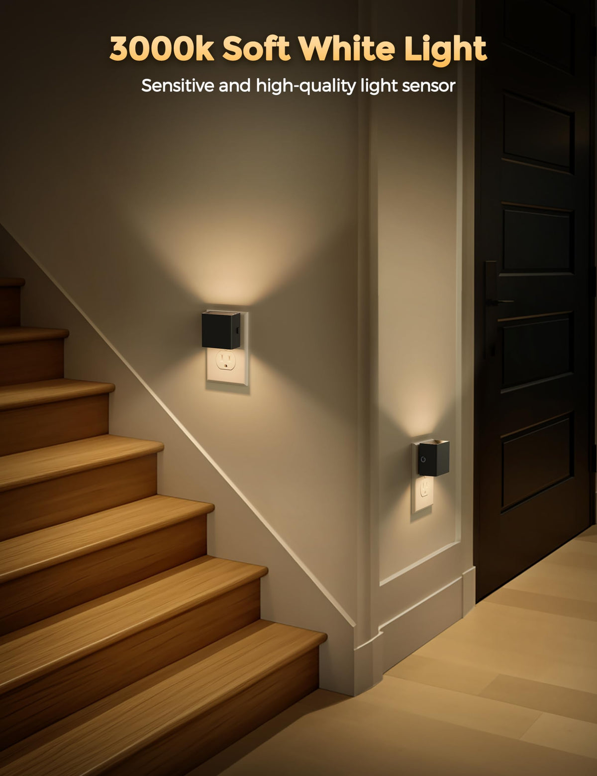 DORESshop LED night light wall dusk-to-dawn sensor provides hands-free visibility