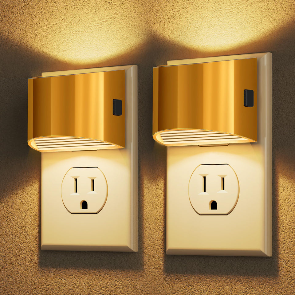 DORESshop LED night light wall-plug 2-pack provides gentle hallway illumination with auto dusk-to-dawn sensing.