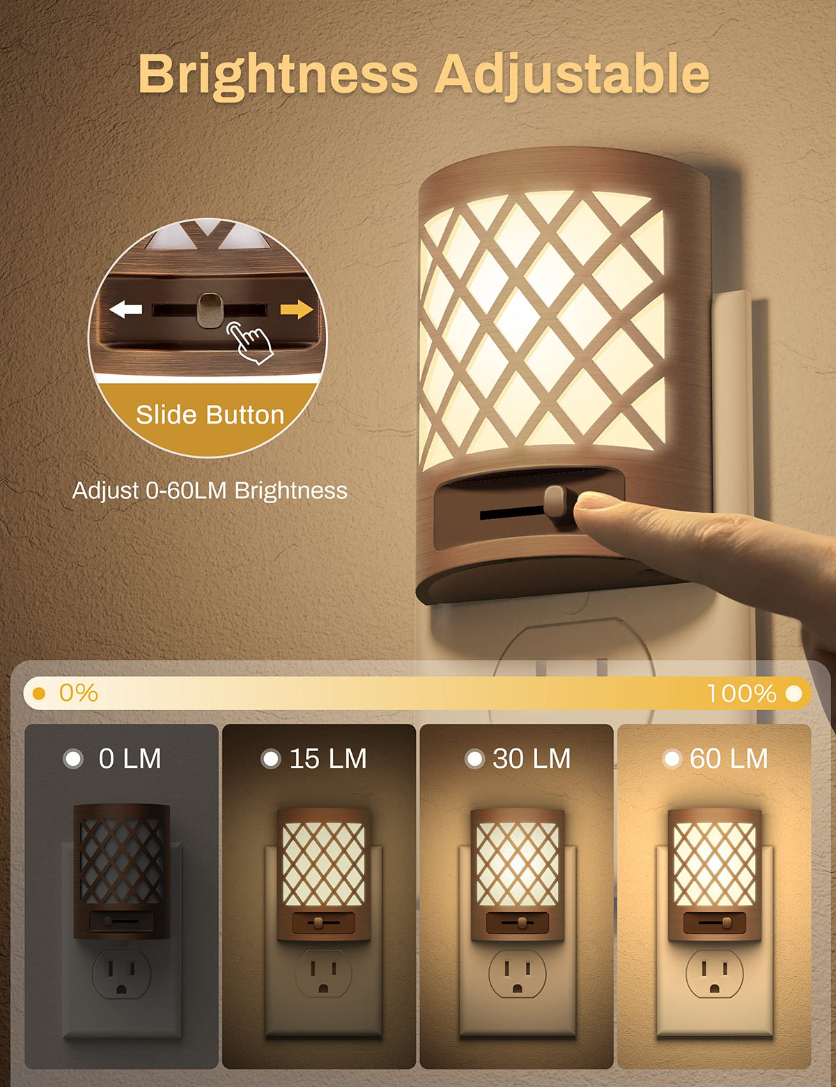 DORESshop night light with adjustable brightness from 0 to 60 lumens.