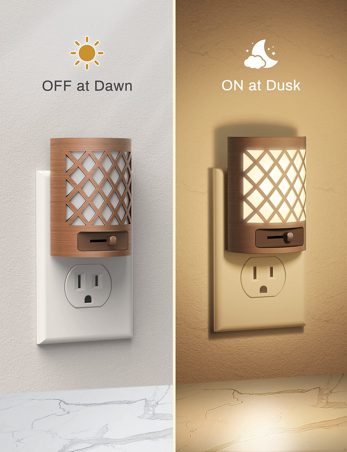 DORESshop dusk-to-dawn sensor night light automatically activates after sunset.
