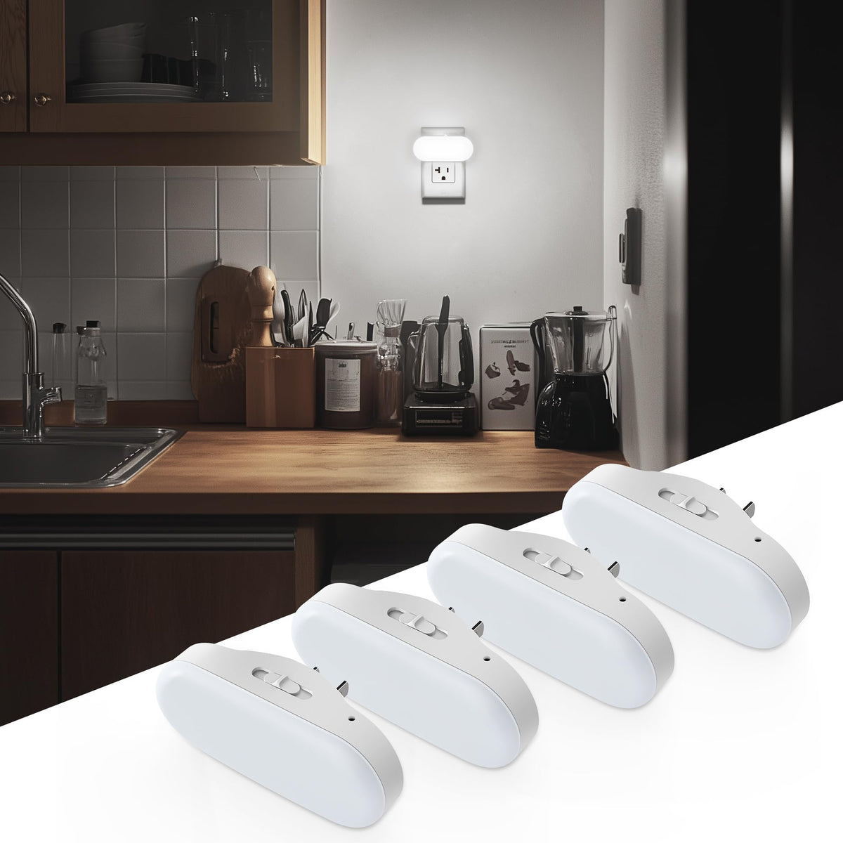 DORESshop night light plug-in daylight-white glow enhances hallway visibility