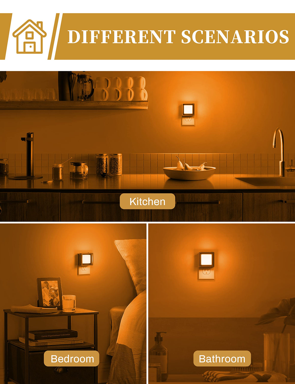 DORESshop Orange Night Light is ideal for bathrooms, hallways, kitchens, and staircases.