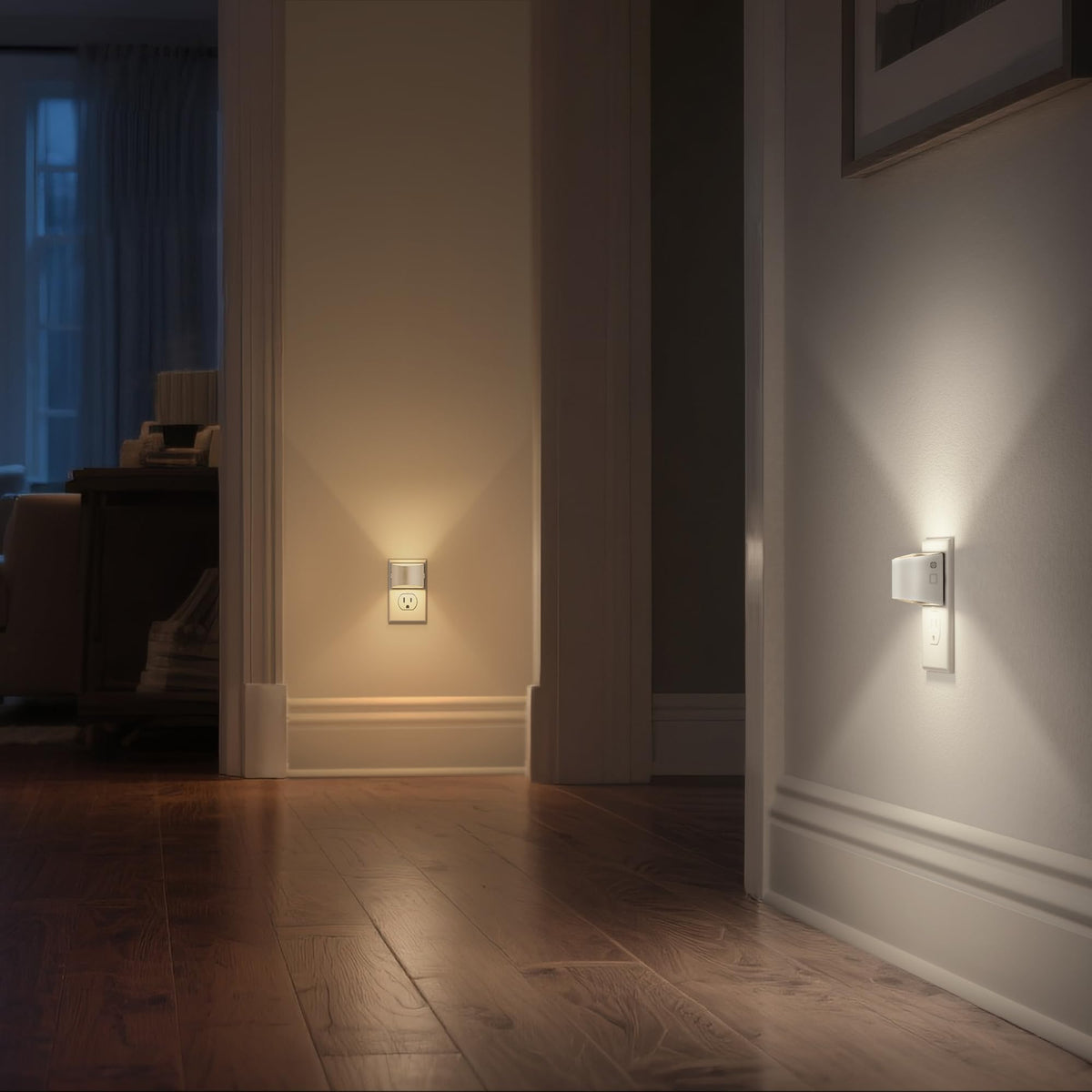 DORESshop wall-mount design night light blends with decor while keeping outlets free