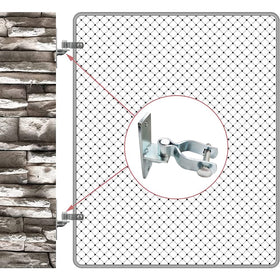 Dorighary galvanized steel hinge with weather-ready finish.