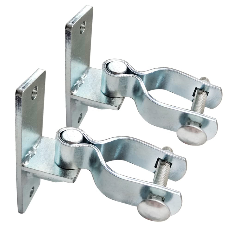 Dorighary wall mount gate hinge on a sturdy post for outdoor gates.