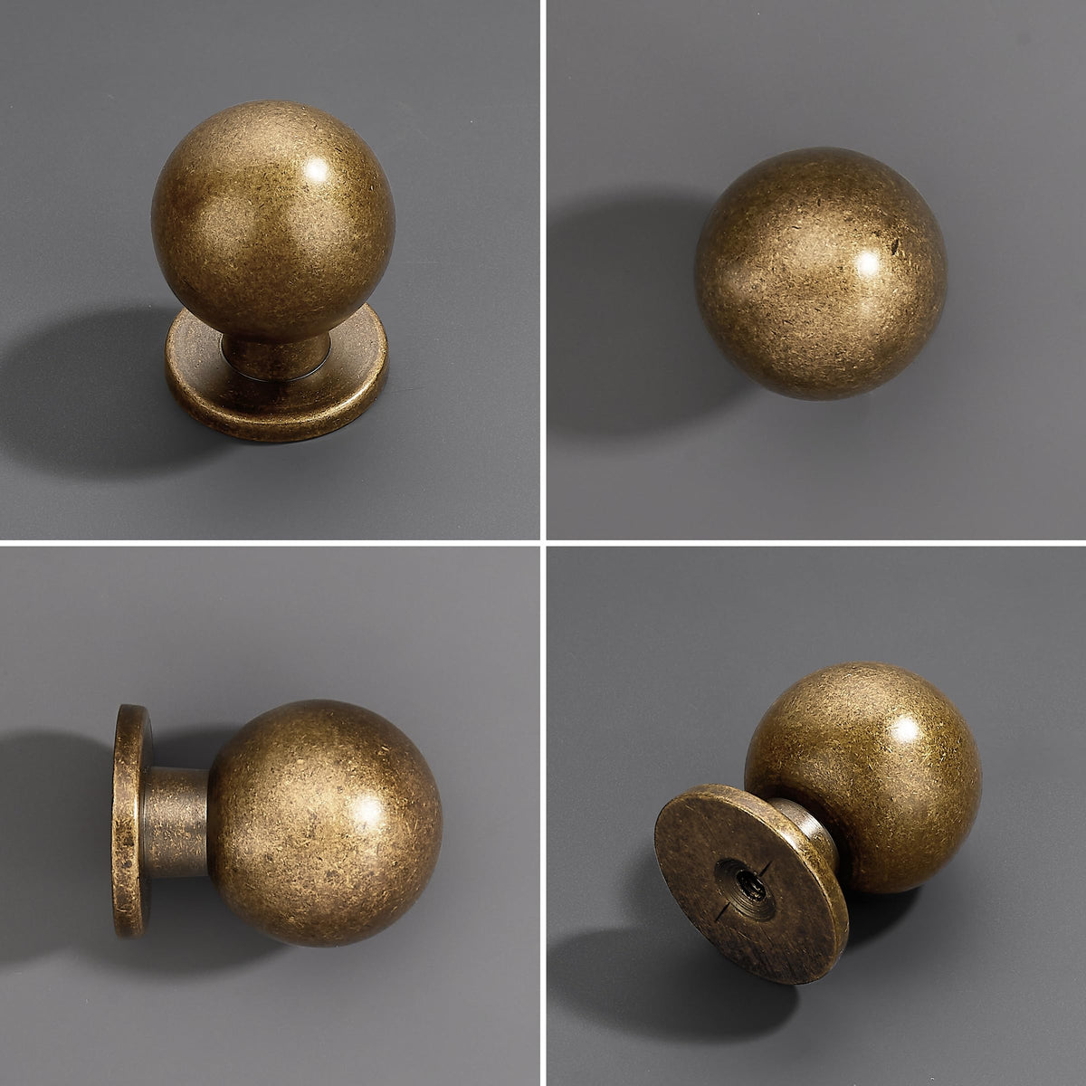 Dosoye ball knob antique brass on cabinet demonstrates versatile 1-inch design.