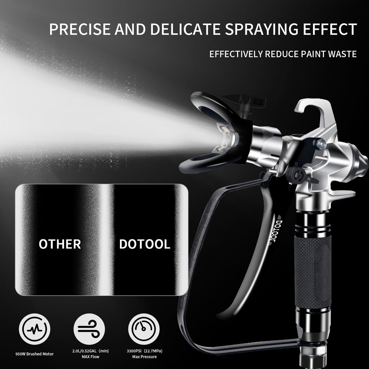 High-pressure spray produces dense, uniform coats with strong surface adhesion.