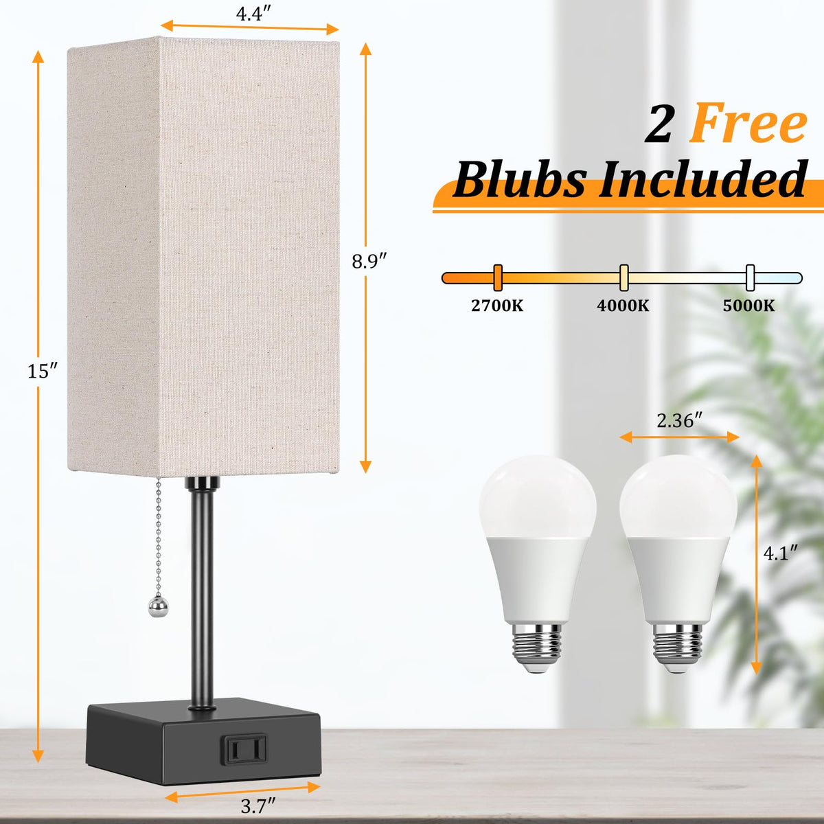 Dott Arts lamp with included no-flicker LED bulbs for comfy evenings.