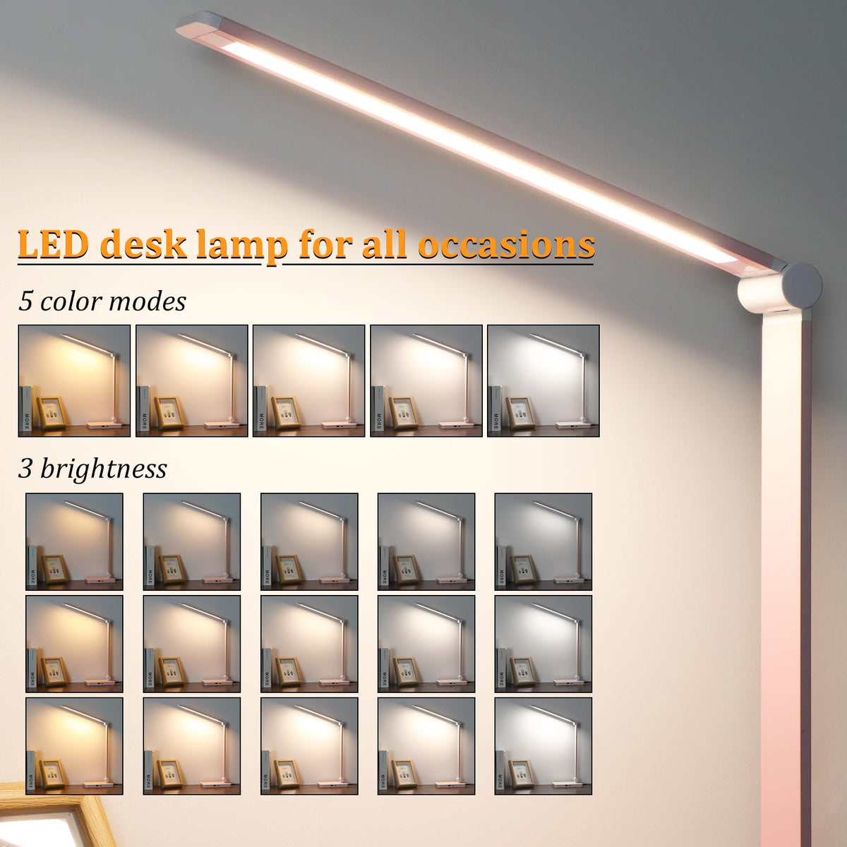 Dott Arts LED desk lamp offers 5 color modes for versatile lighting.