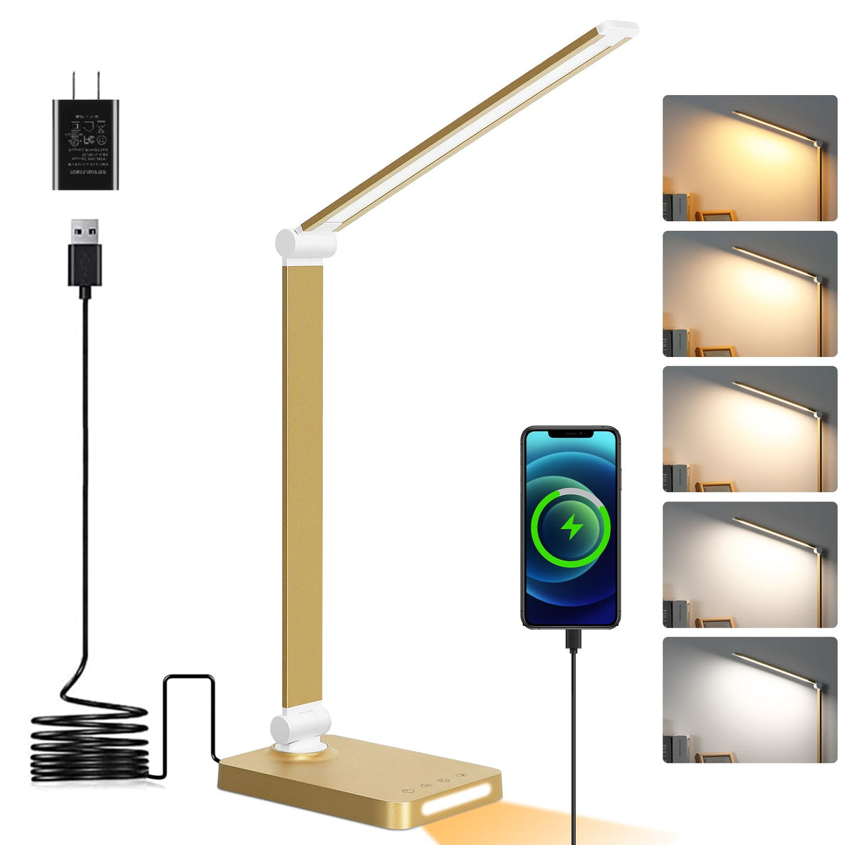 Dott Arts LED Desk Lamp with foldable arm offers flexible lighting for any desk.