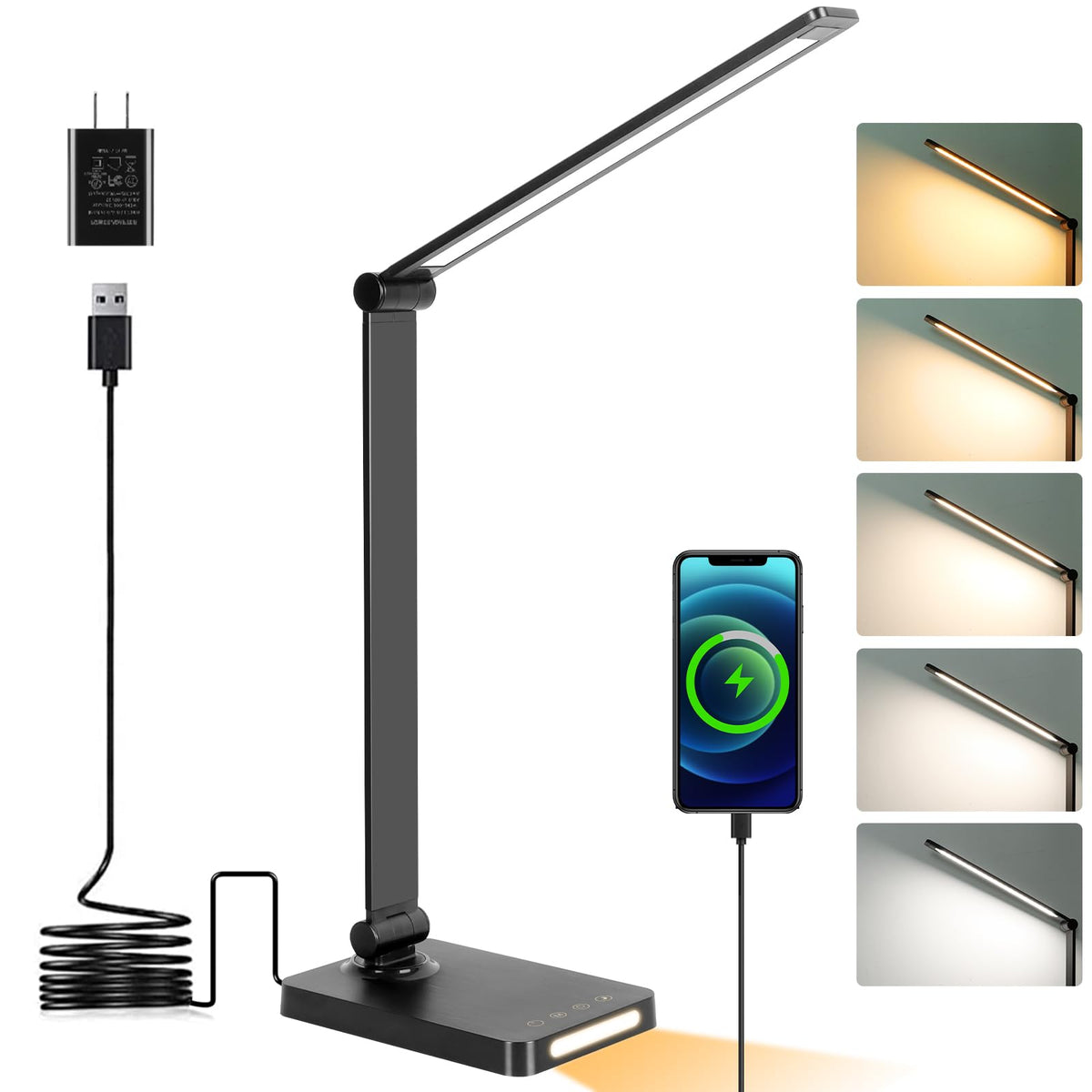 Dott Arts LED desk lamp with 230° foldable arm for flexible placement.