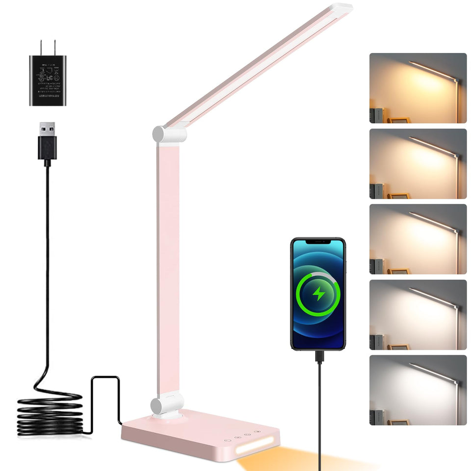 Dott Arts LED desk lamp with foldable arm for space-saving setup.