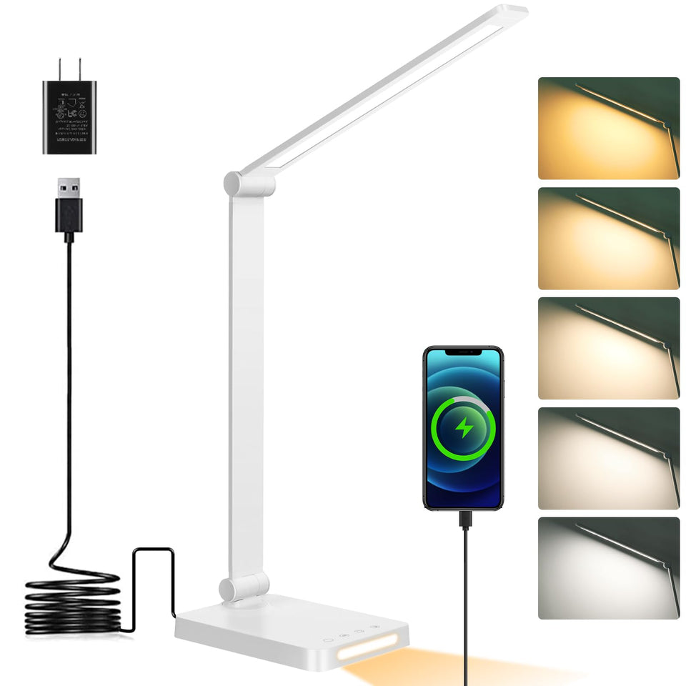 Dott Arts LED Desk Lamp foldable arm saves desk space for easy transport.