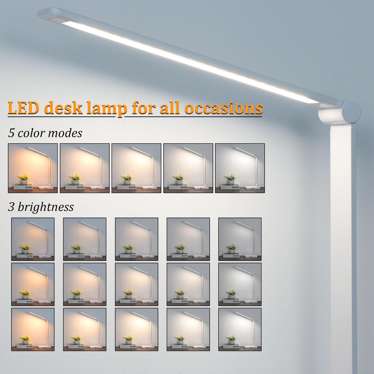 Dott Arts LED Desk Lamp touch control dimming for quick lighting adjustments.