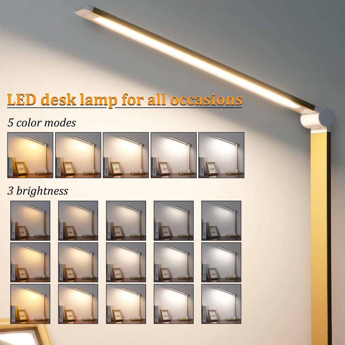 Dott Arts LED Desk Lamp with USB ports for charging devices simultaneously.