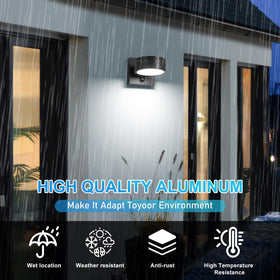 Double Century porch light at 5000K delivers bright cool white ambience.